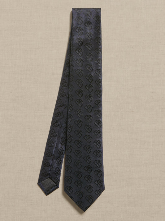Silk Jacquard Monogram Tie