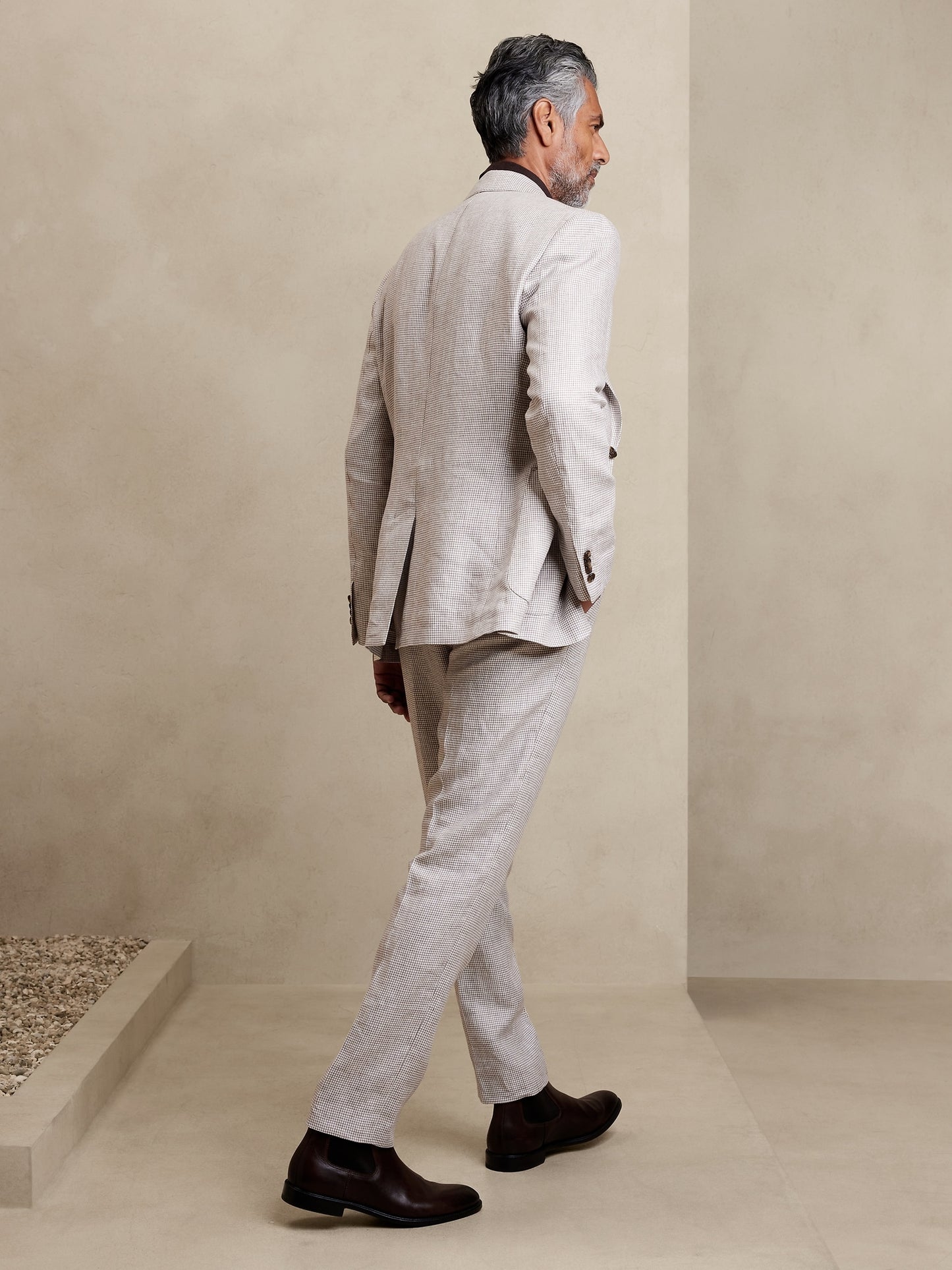 Baia Houndstooth Linen Suit Pant