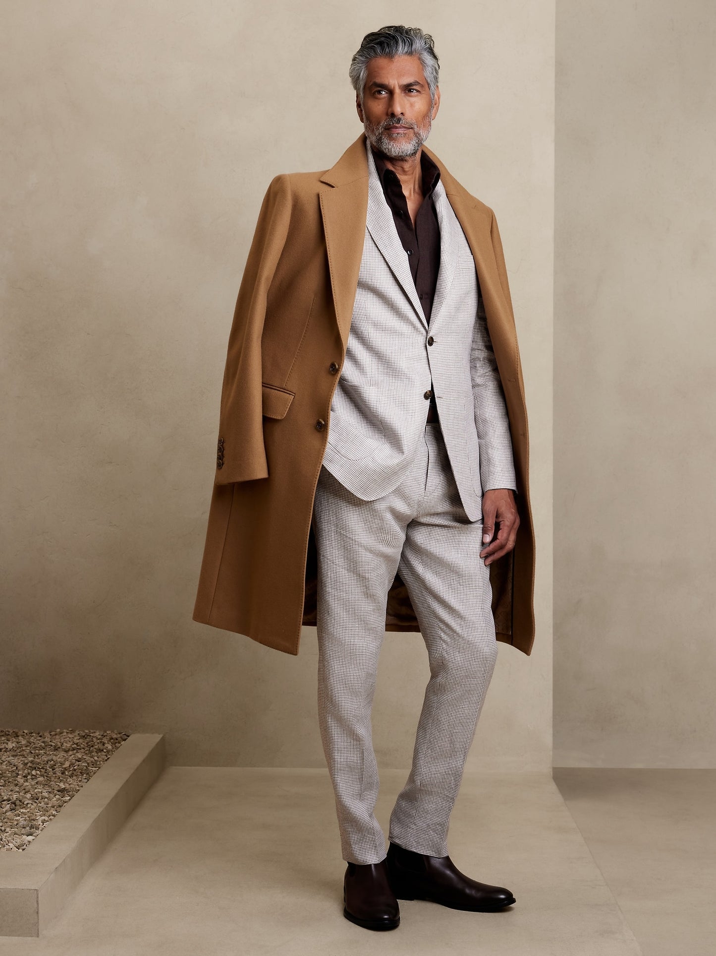 Baia Houndstooth Linen Suit Jacket