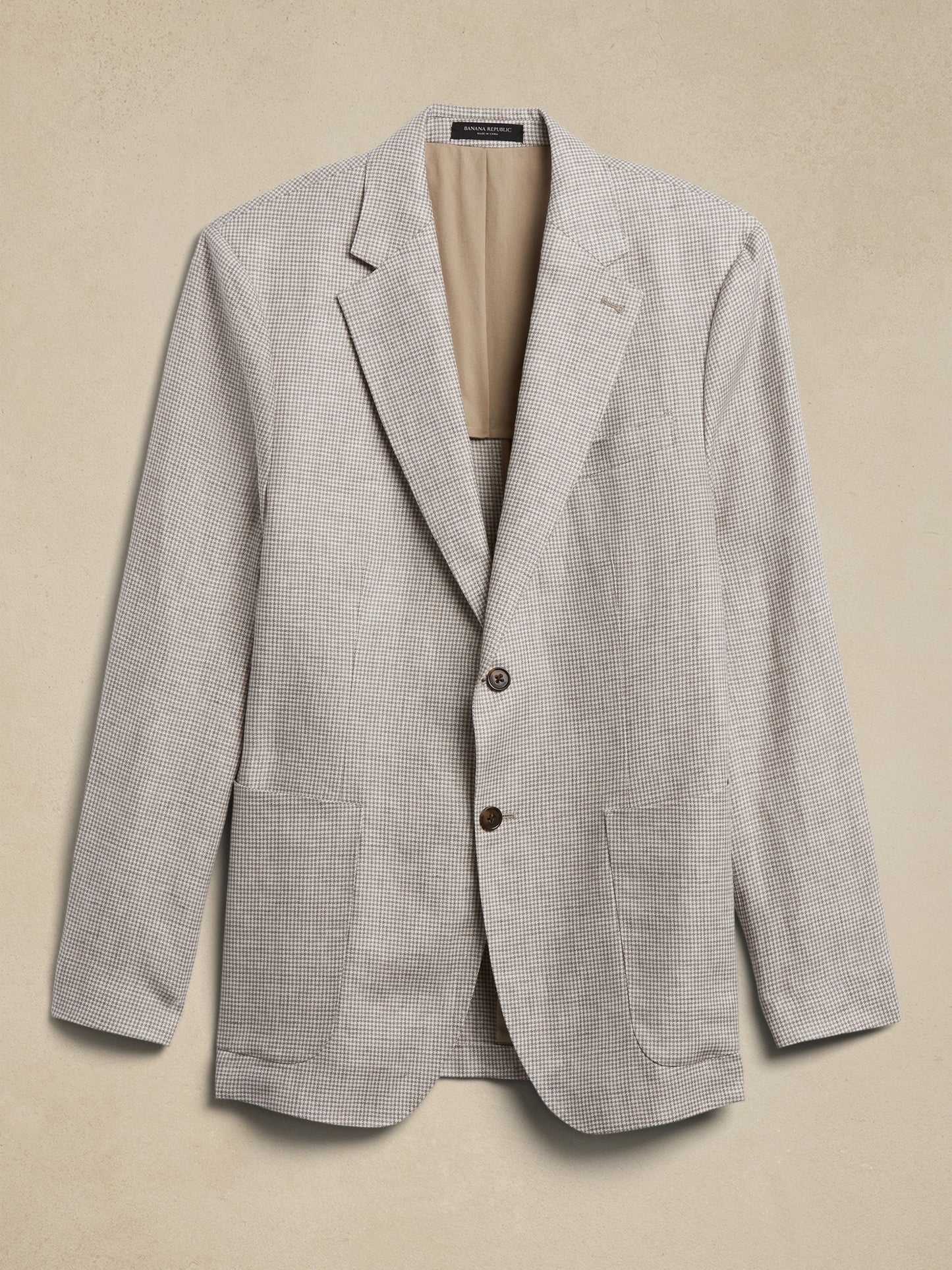 Baia Houndstooth Linen Suit Jacket
