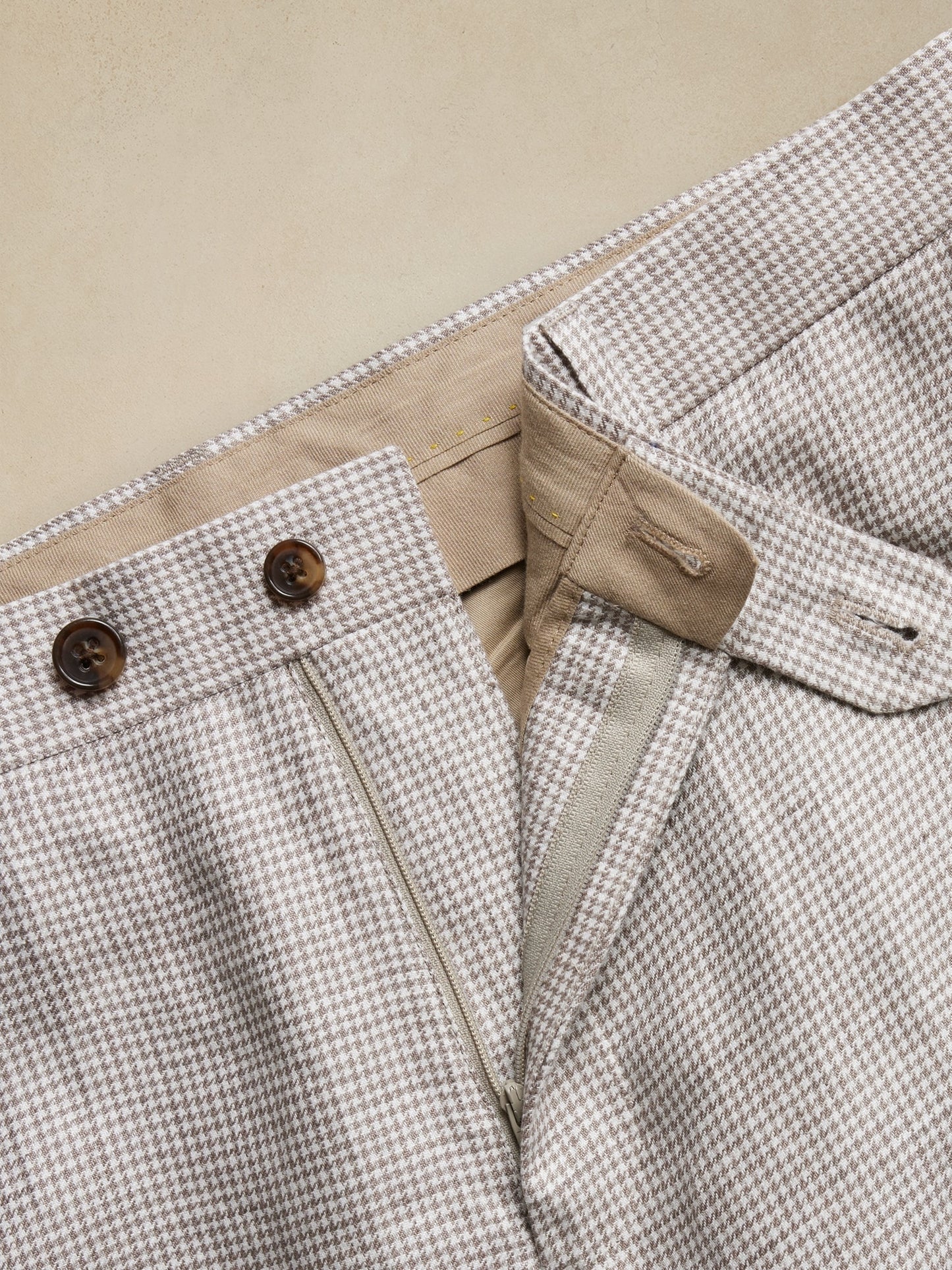 Baia Houndstooth Linen Suit Pant