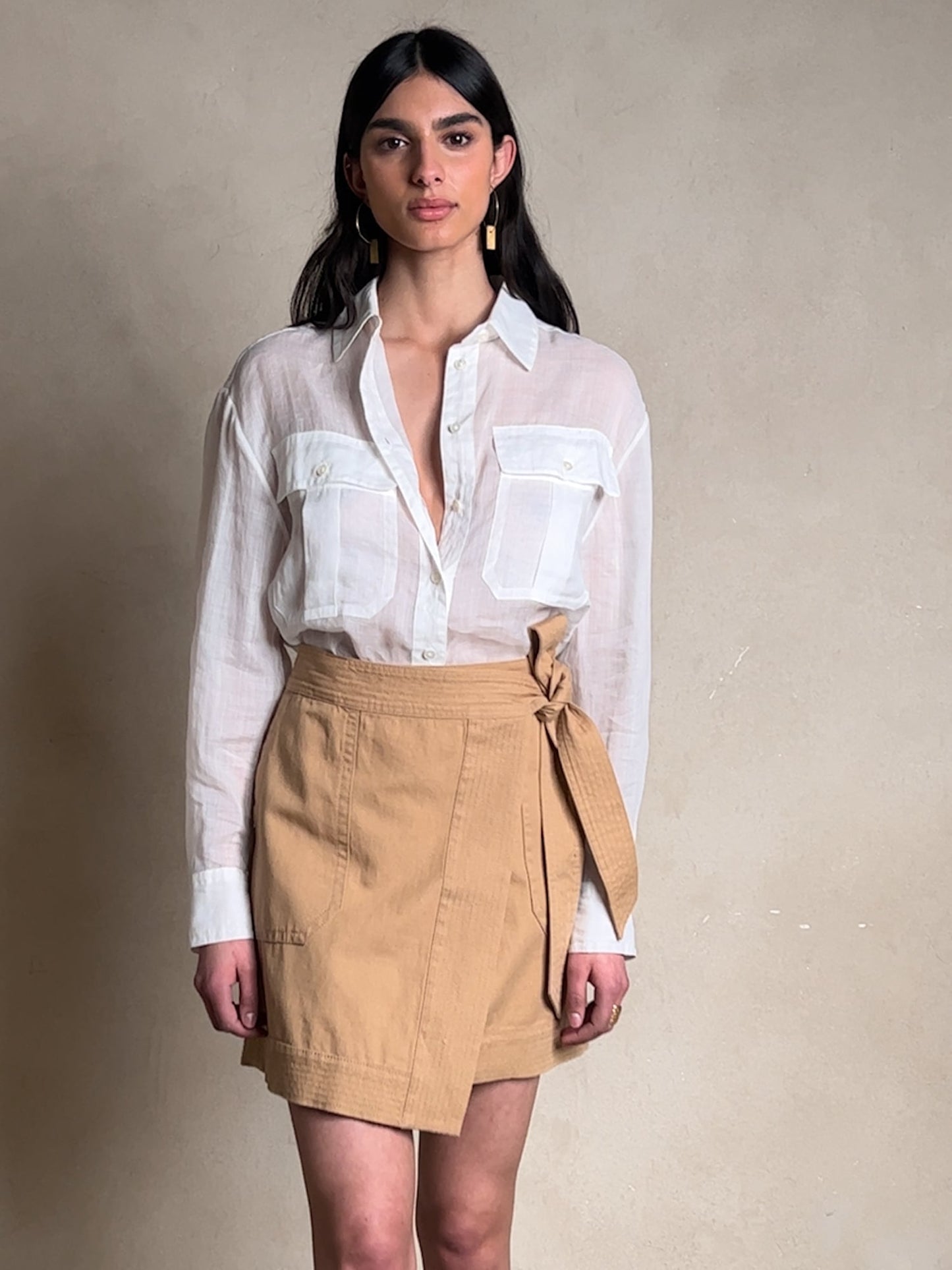 Tessa Cotton-Linen Mini Skirt