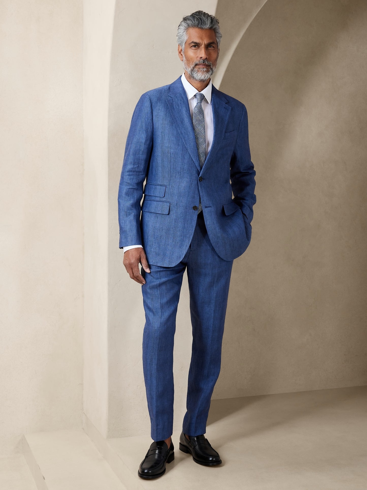 Hugh Herringbone Linen Suit Jacket