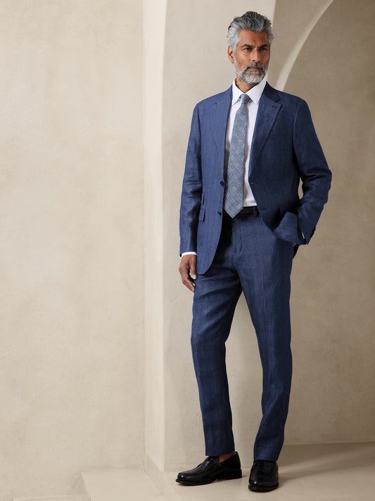 Hugh Herringbone Linen Suit Pant