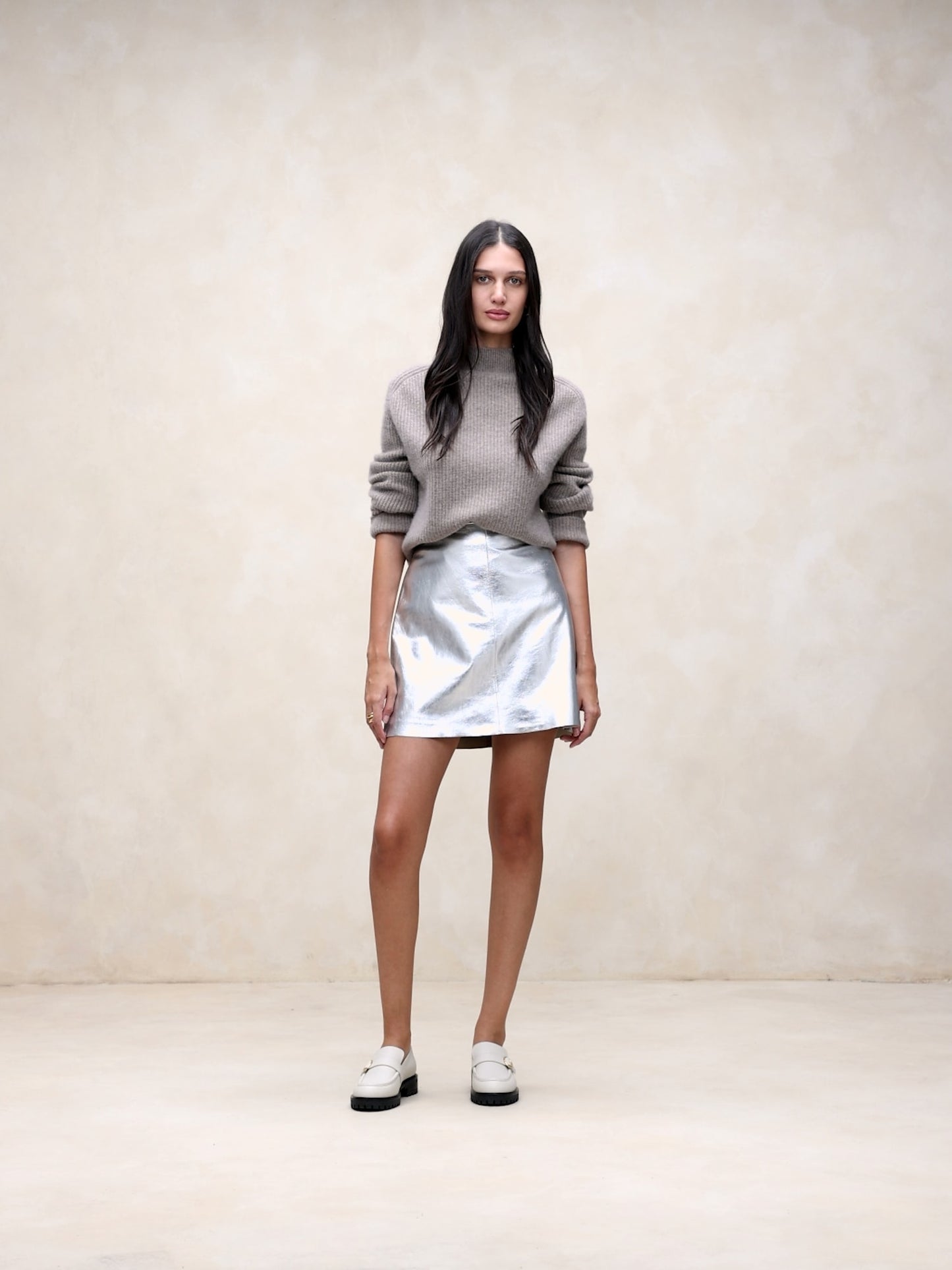 Luz Metallic Leather Mini Skirt