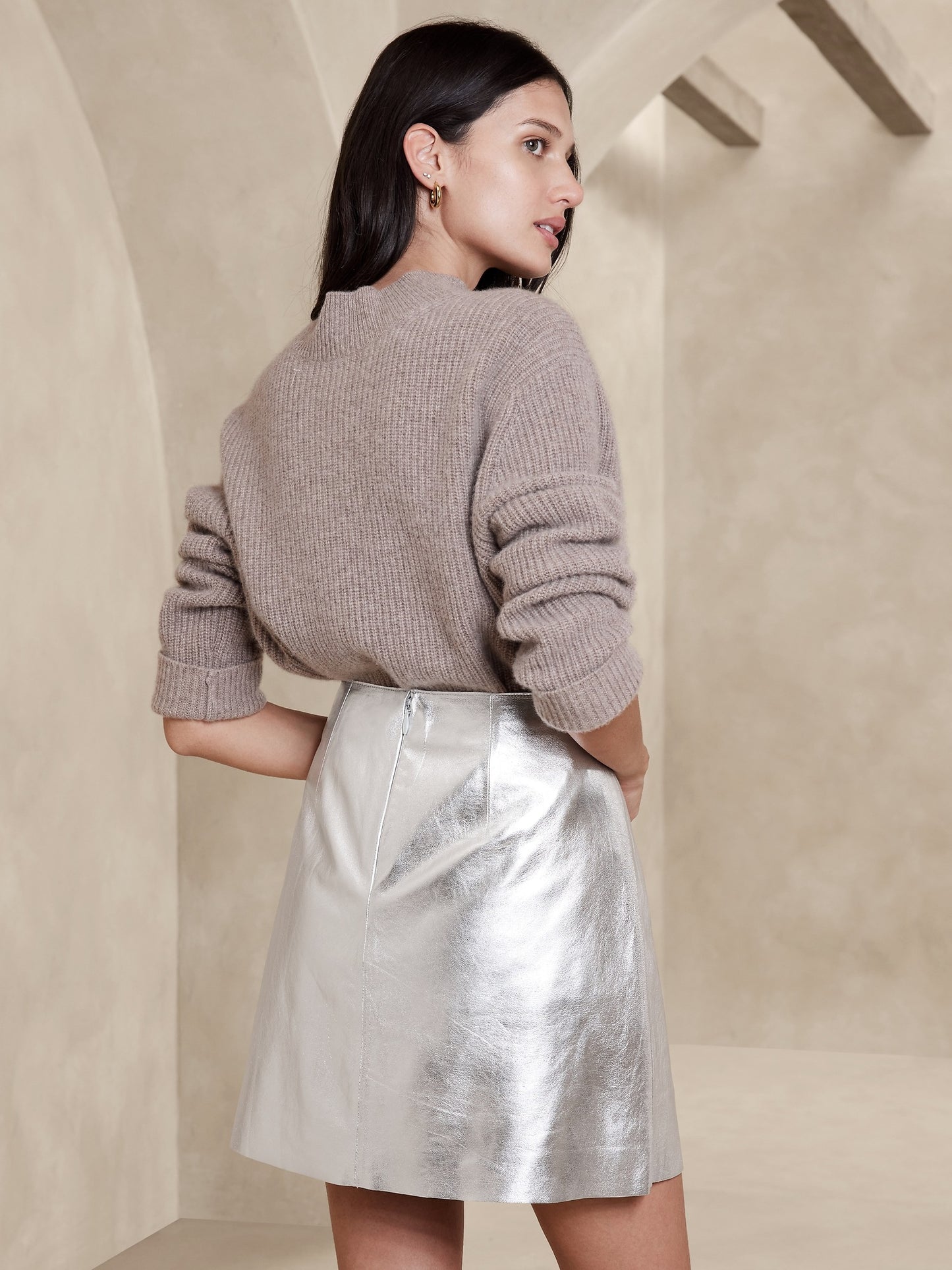 Luz Metallic Leather Mini Skirt