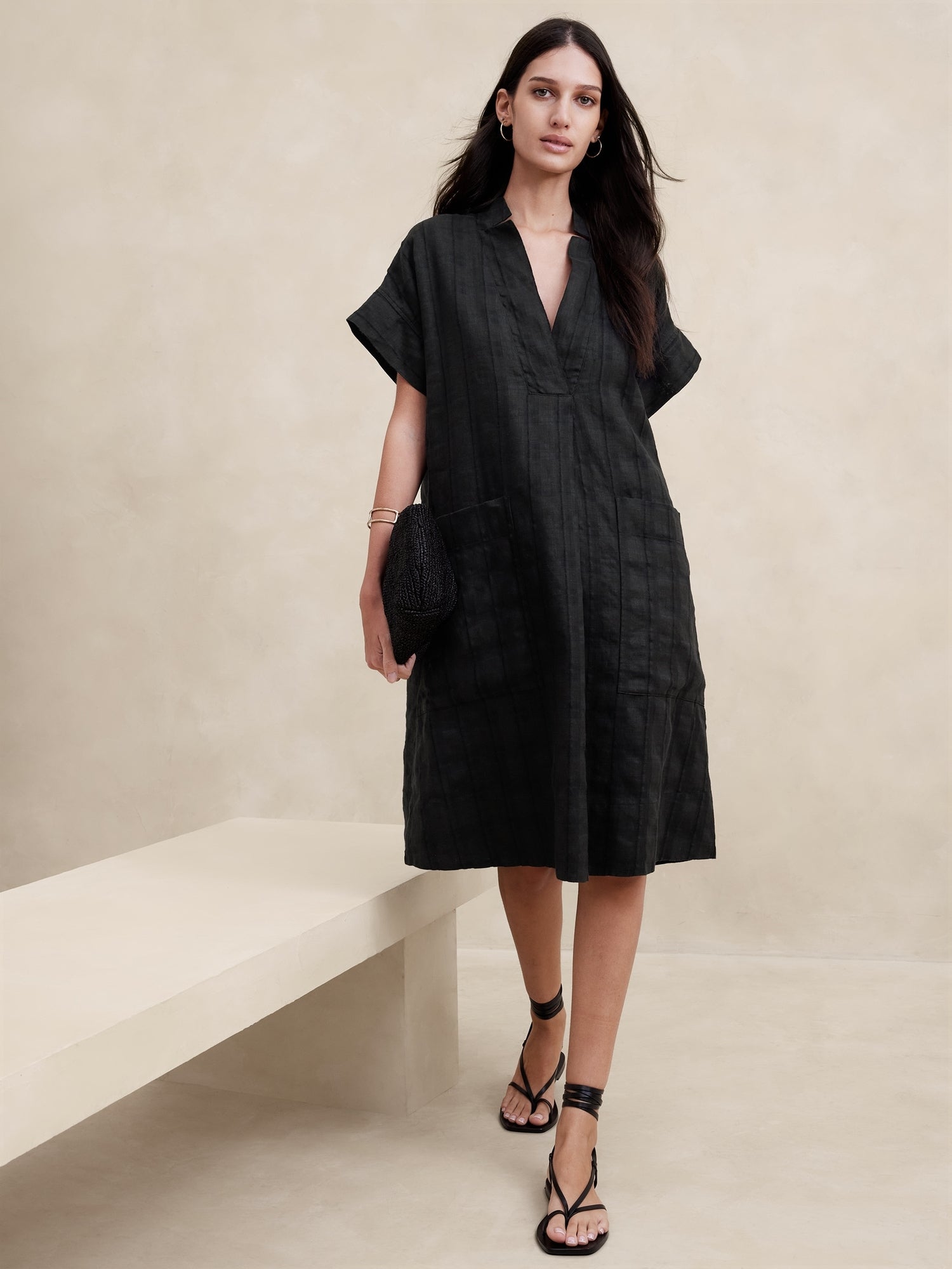 Linen utility dress deals