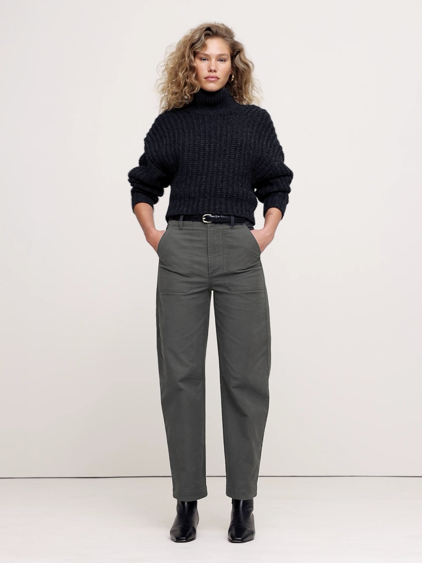 High-Rise Barrel Utility Chino