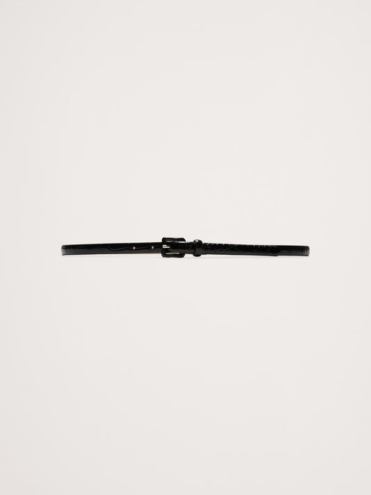 Embossed Leather Skinny Belt