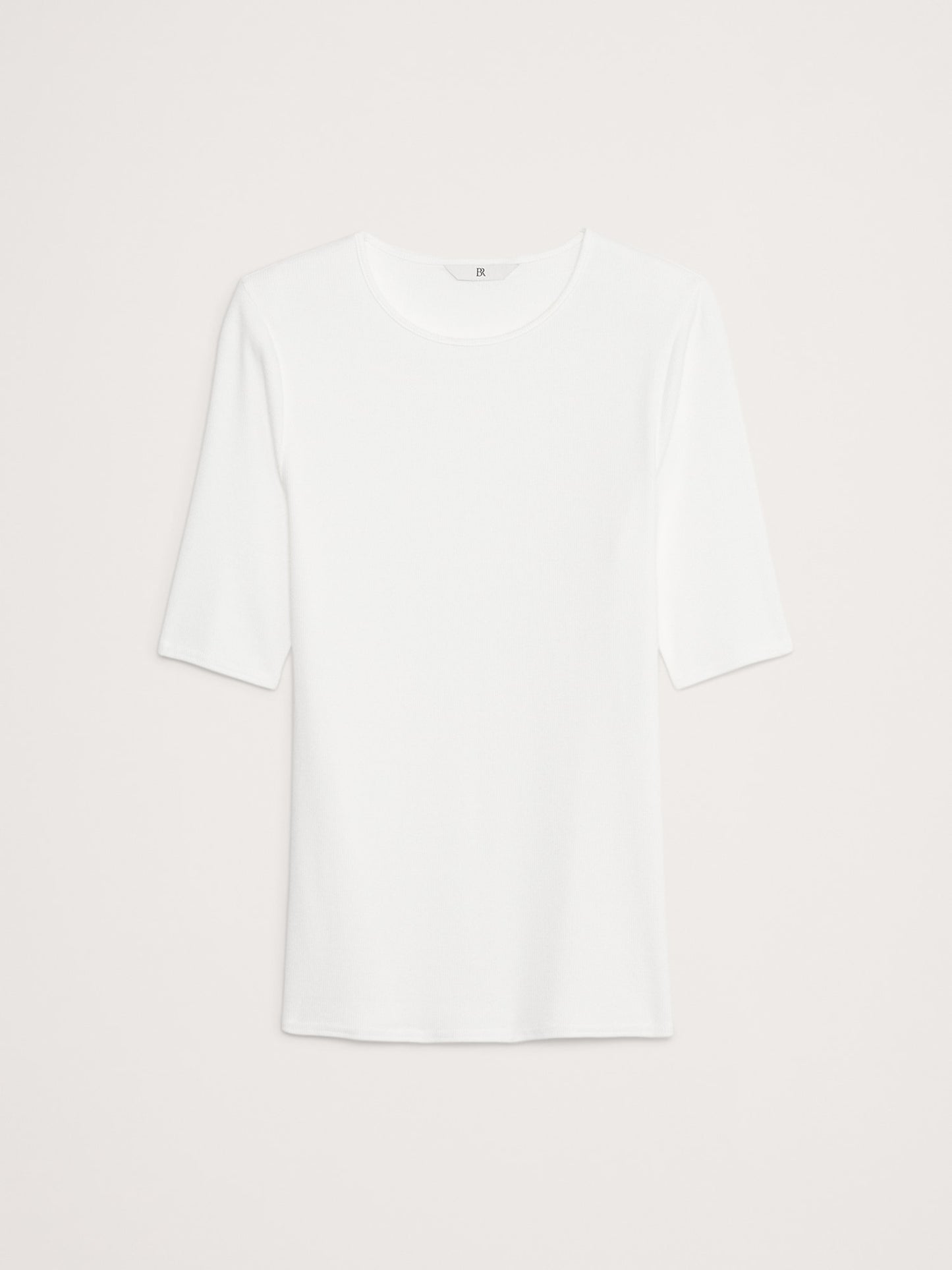 Ribbed Elbow-Sleeve T-Shirt