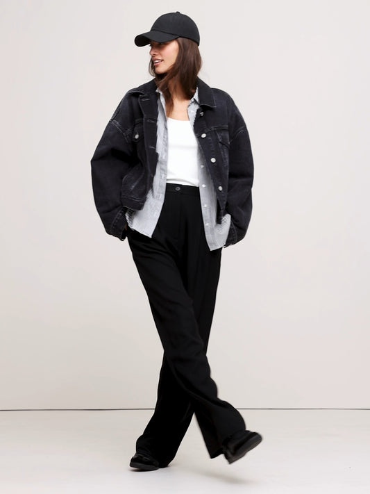 Soho High-Rise Wide-Leg Drapey Twill Pant