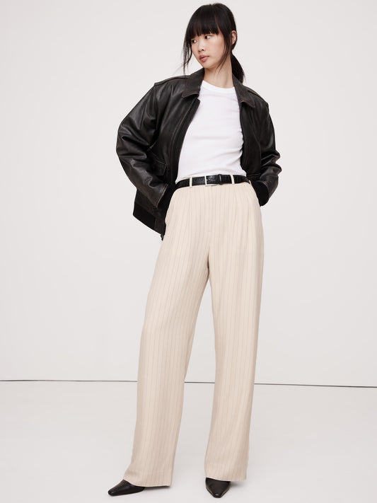 Soho High-Rise Wide-Leg Drapey Twill Pant