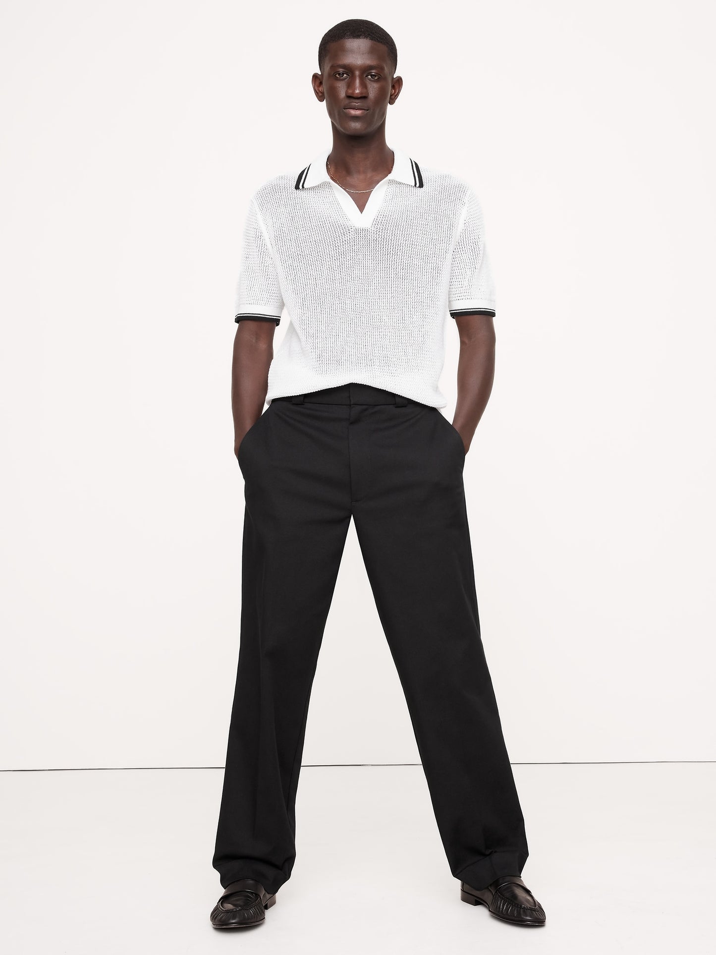 بلوزة بولو قطن بنقشة متعرجة