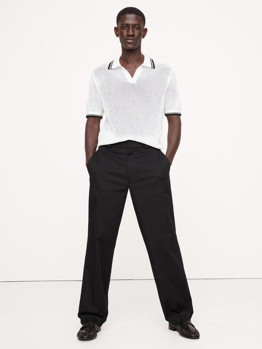 بلوزة بولو قطن بنقشة متعرجة