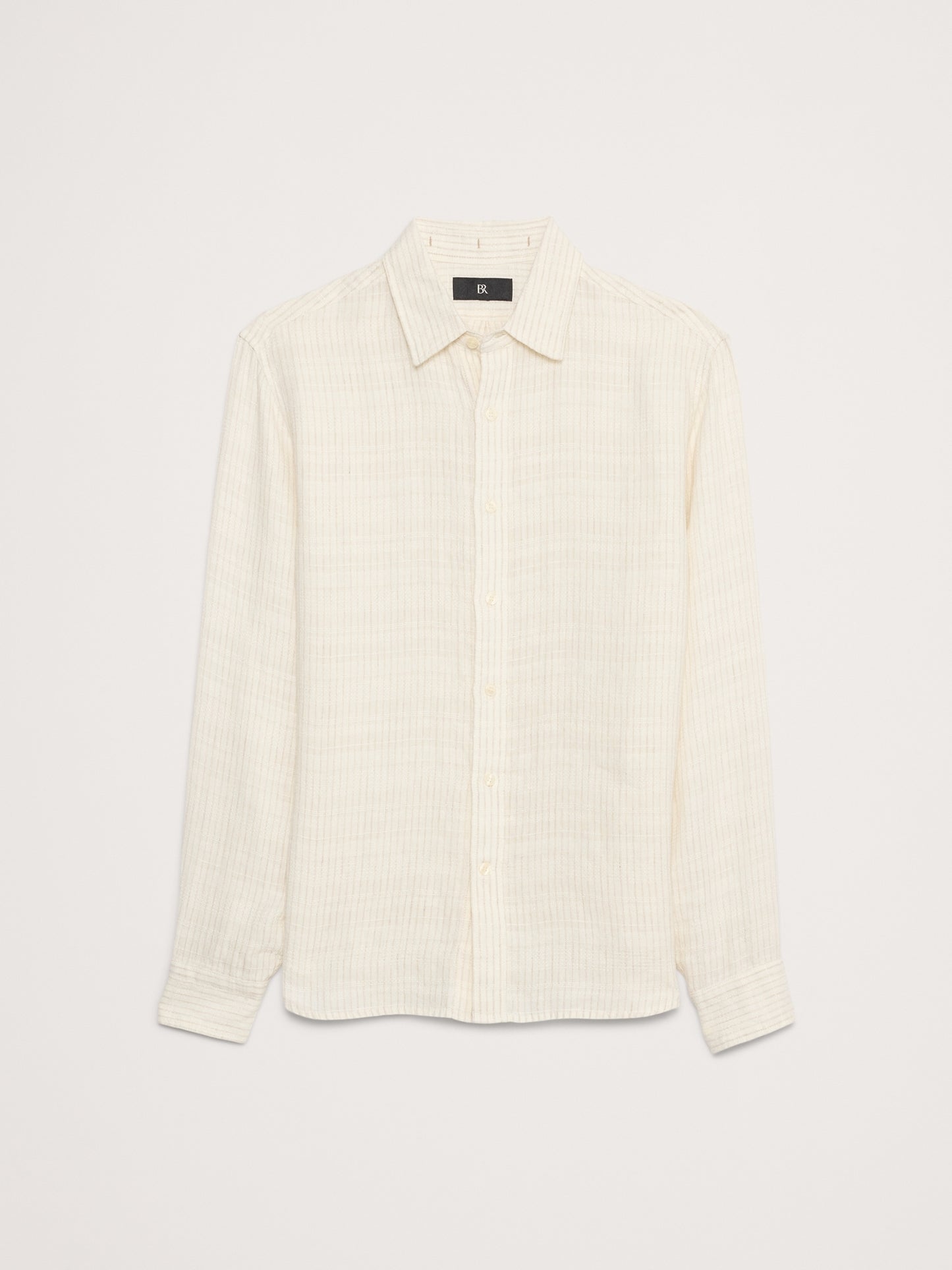 Standard-Fit Texture-Stripe Linen Shirt