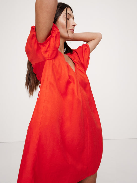 فستان ميني فيسكوز-كتان