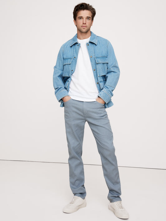 بنطال ترافيلر كتان-قطن بقصّة ضيقة