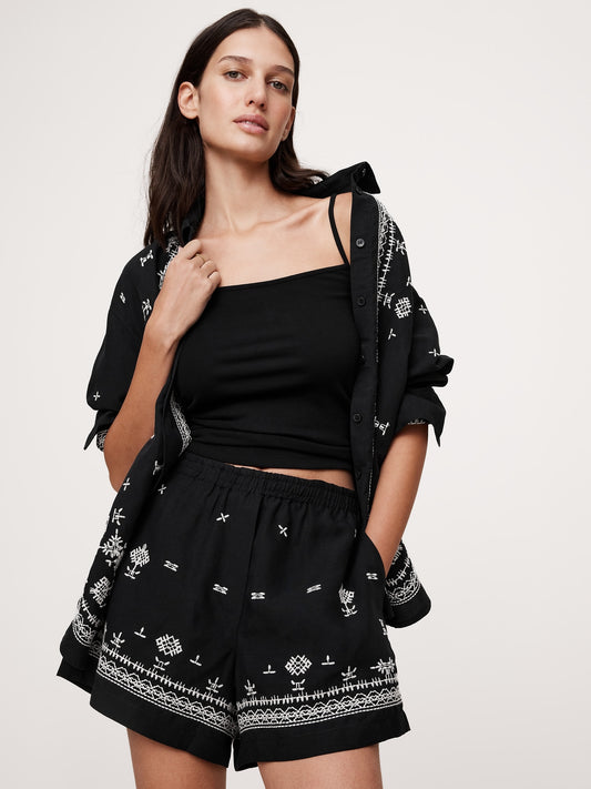 Embroidered TENCELâ„¢ -Linen 4" Boxer Short