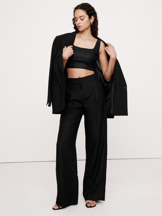 تانك قصير من الكتان برقبة مربعة