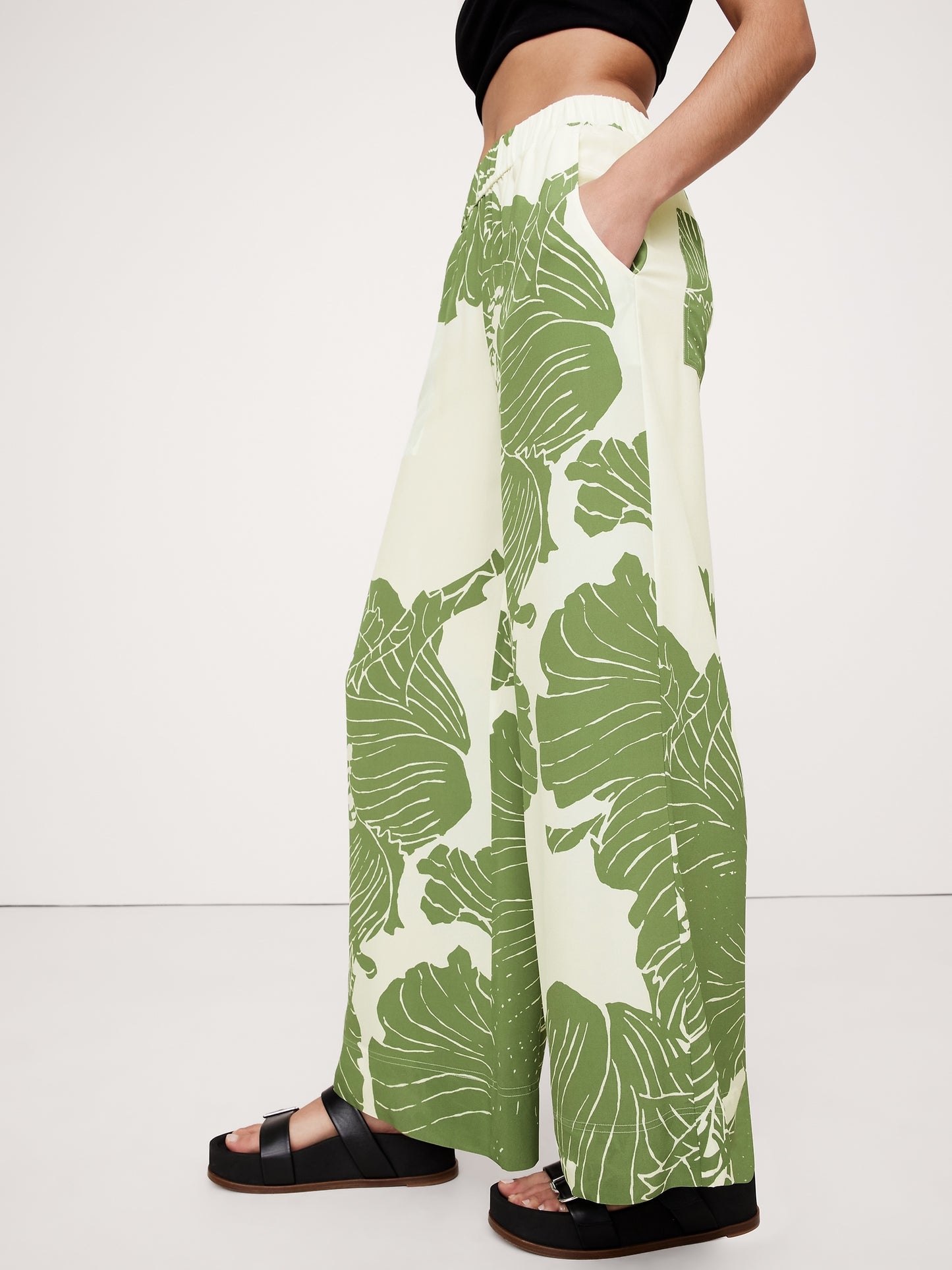 Pull-On Wide-Leg Matte Silk Pant