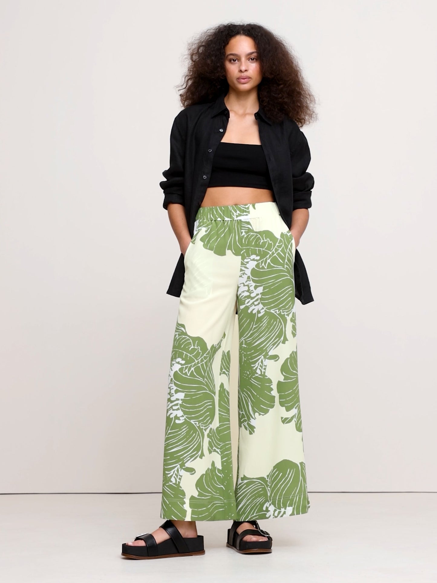 Pull-On Wide-Leg Matte Silk Pant