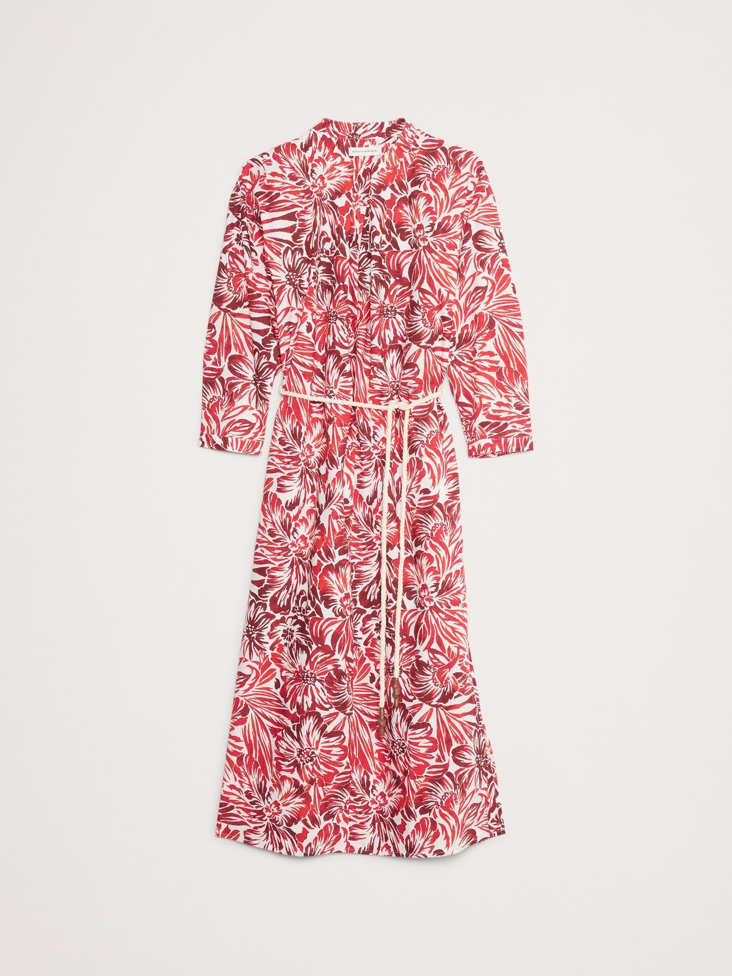 Cotton Poplin Split-Neck Shirt Dress