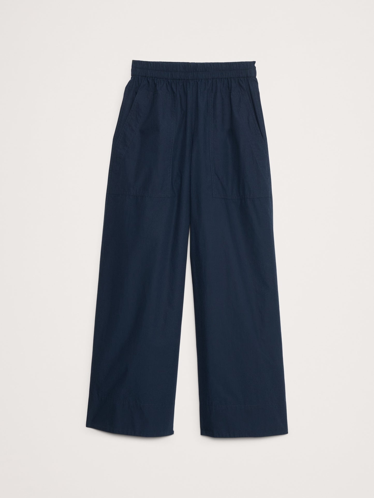 Wide-Leg Cotton Poplin Pull-On Ankle Pant