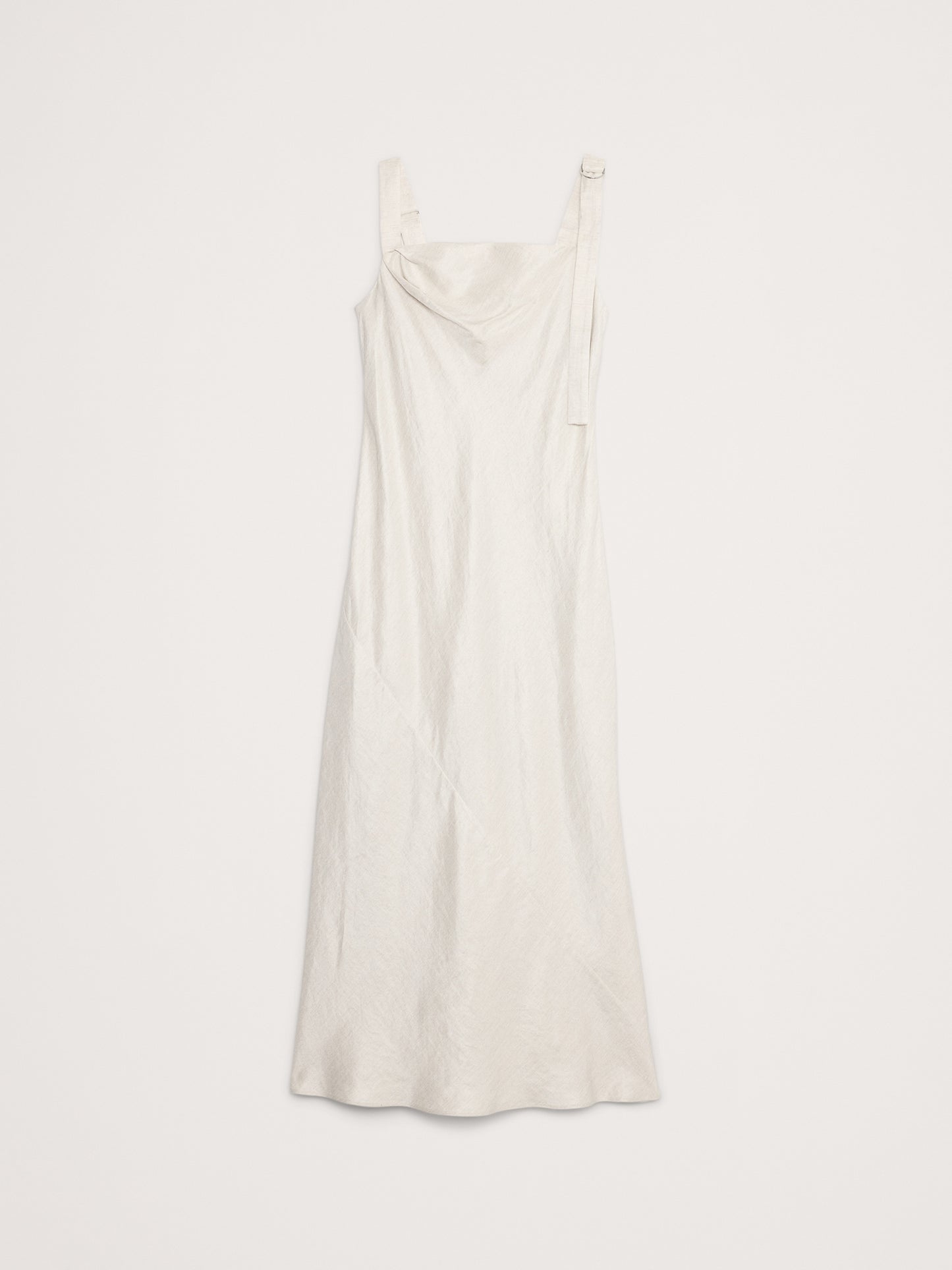 Draped Viscose-Linen Maxi Dress