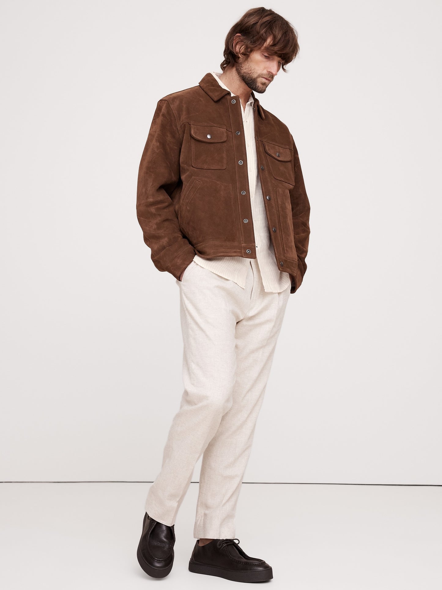 Standard-Fit Texture-Stripe Linen Shirt