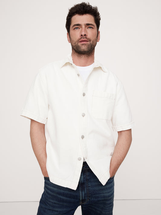 Relaxed-Fit Denim Short-Sleeve Shirt