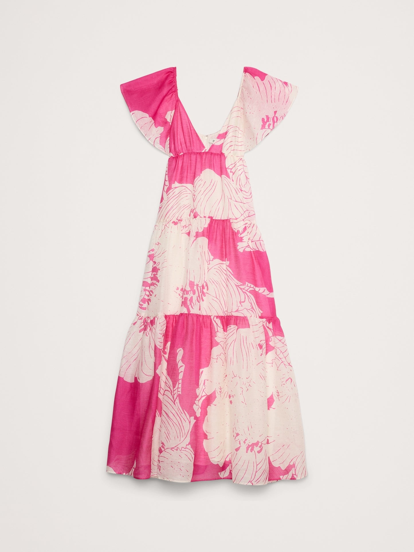 Linen-Silk Tiered Maxi Dress