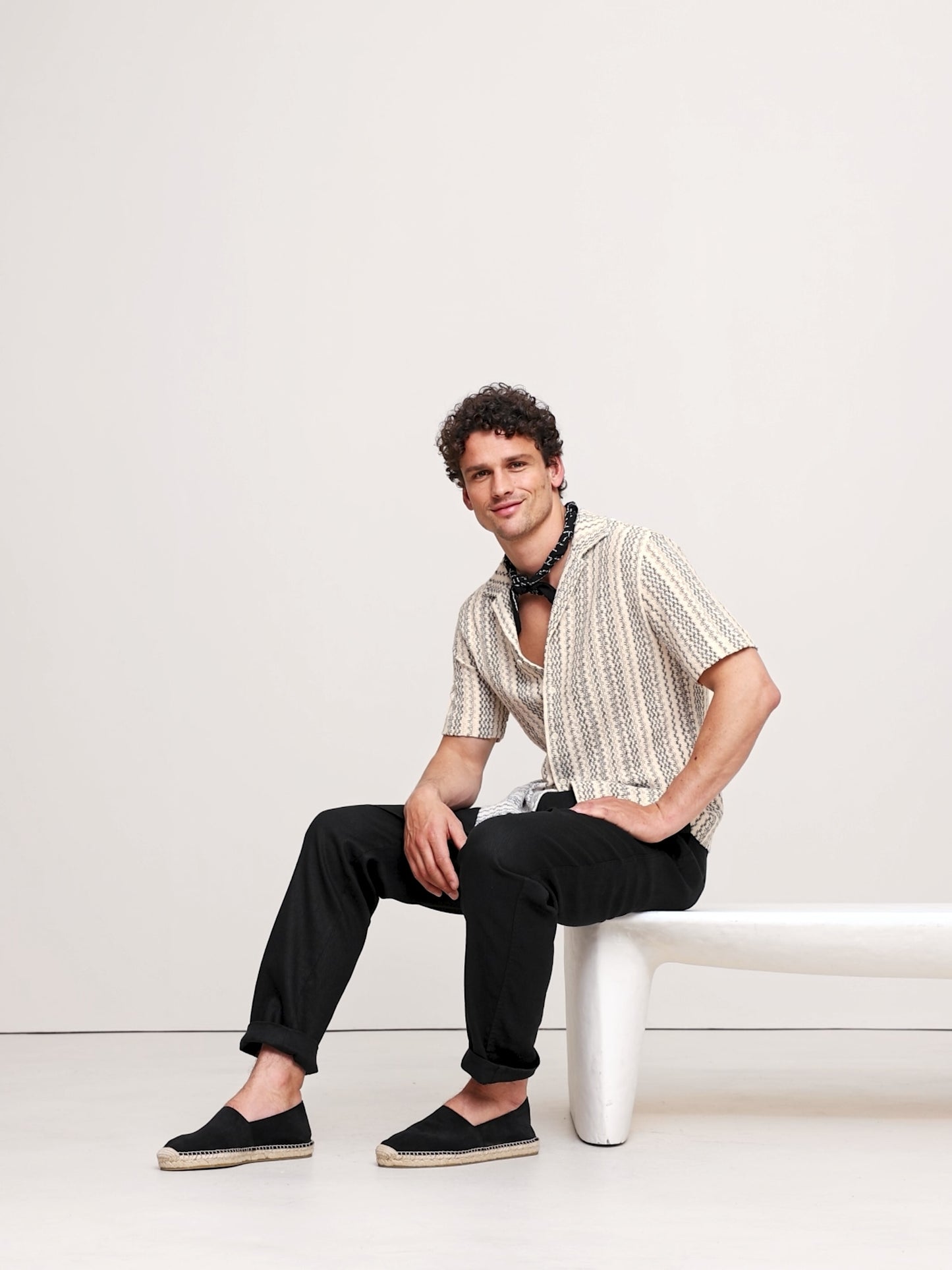 Relaxed-Fit Wavy Stripe Cotton Resort Shirt