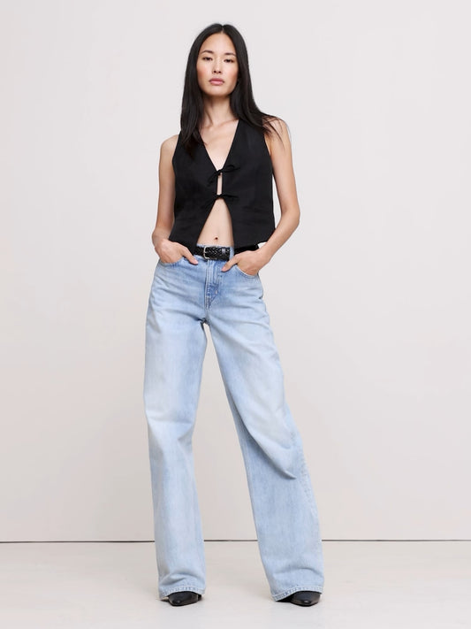 Viscose-Linen Tie Vest