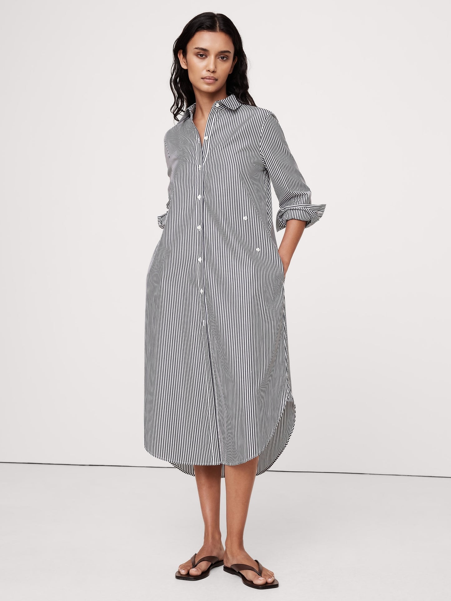Cotton Poplin Asymmetrical Shirt Dress