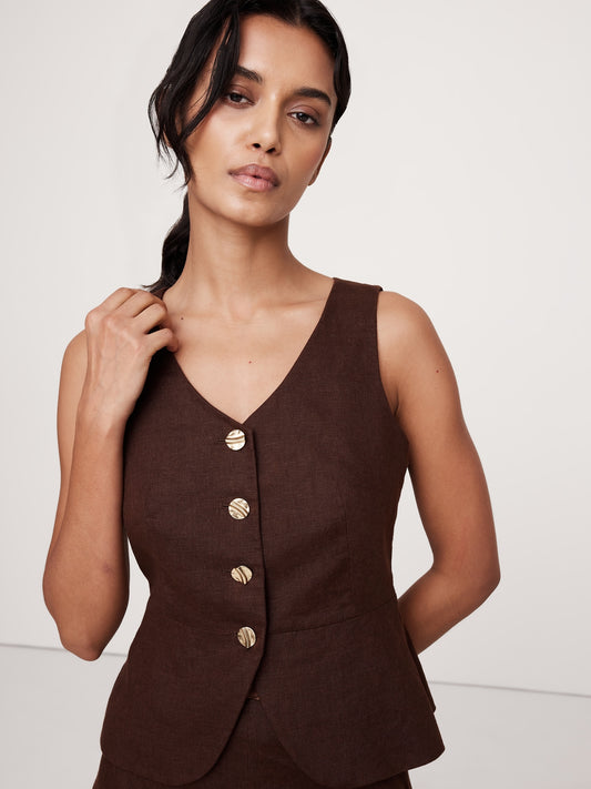 Linen Button-Front Vest