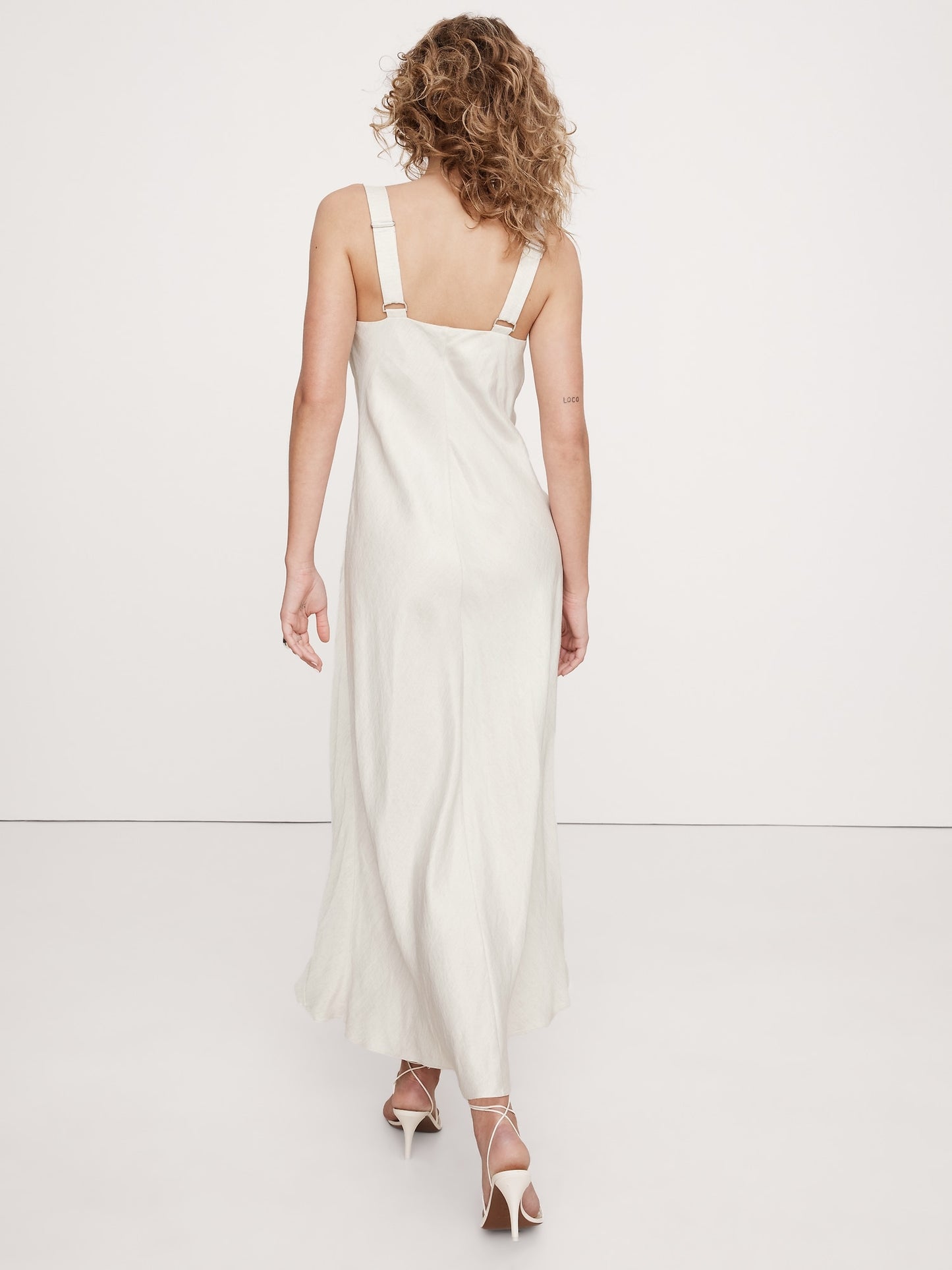 Draped Viscose-Linen Maxi Dress