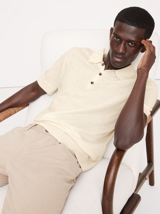 Cashmere-Silk Short-Sleeve Sweater Polo