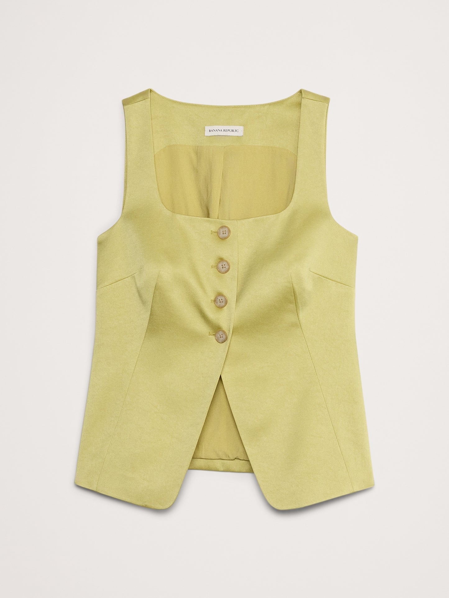 Satin Square-Neck Long Vest