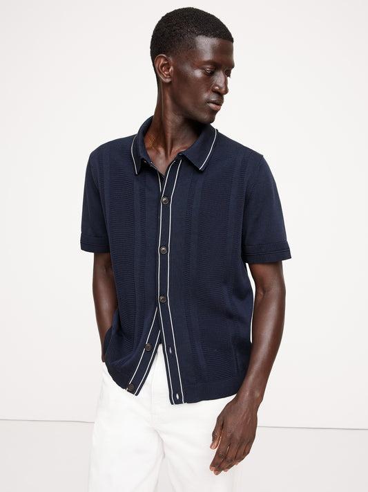 قميص ريزورت قطن مخطط ومضلع