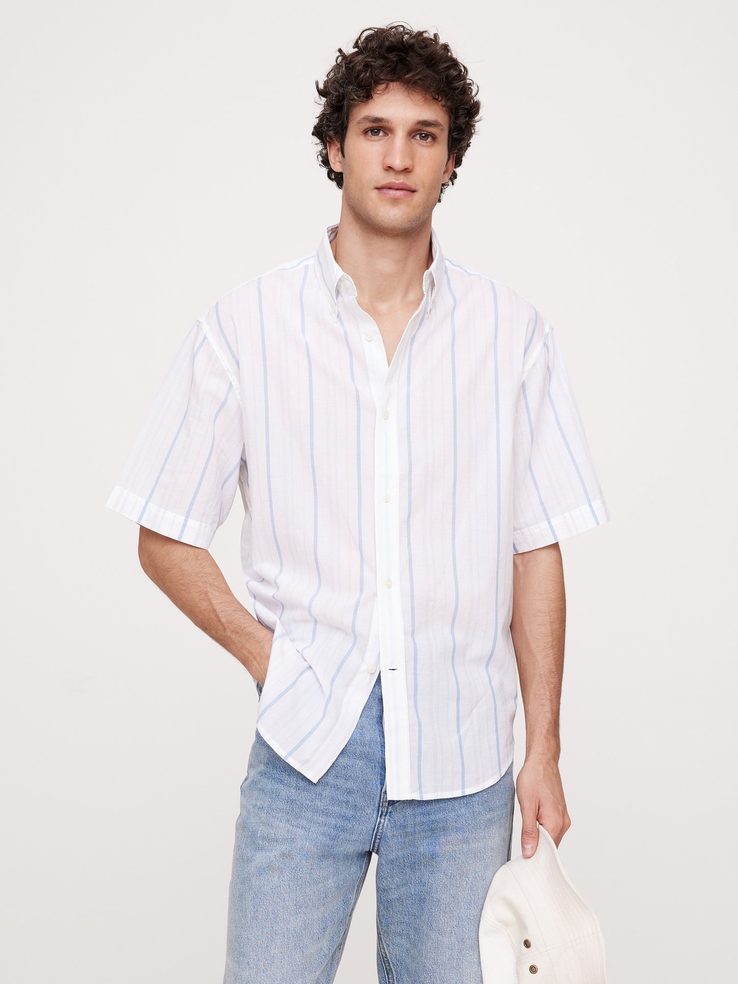 Relaxed-Fit Summerweight Cotton Short-Sleeve Shirt