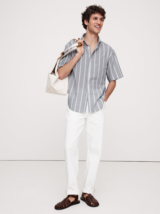 Relaxed-Fit Summerweight Cotton Short-Sleeve Shirt