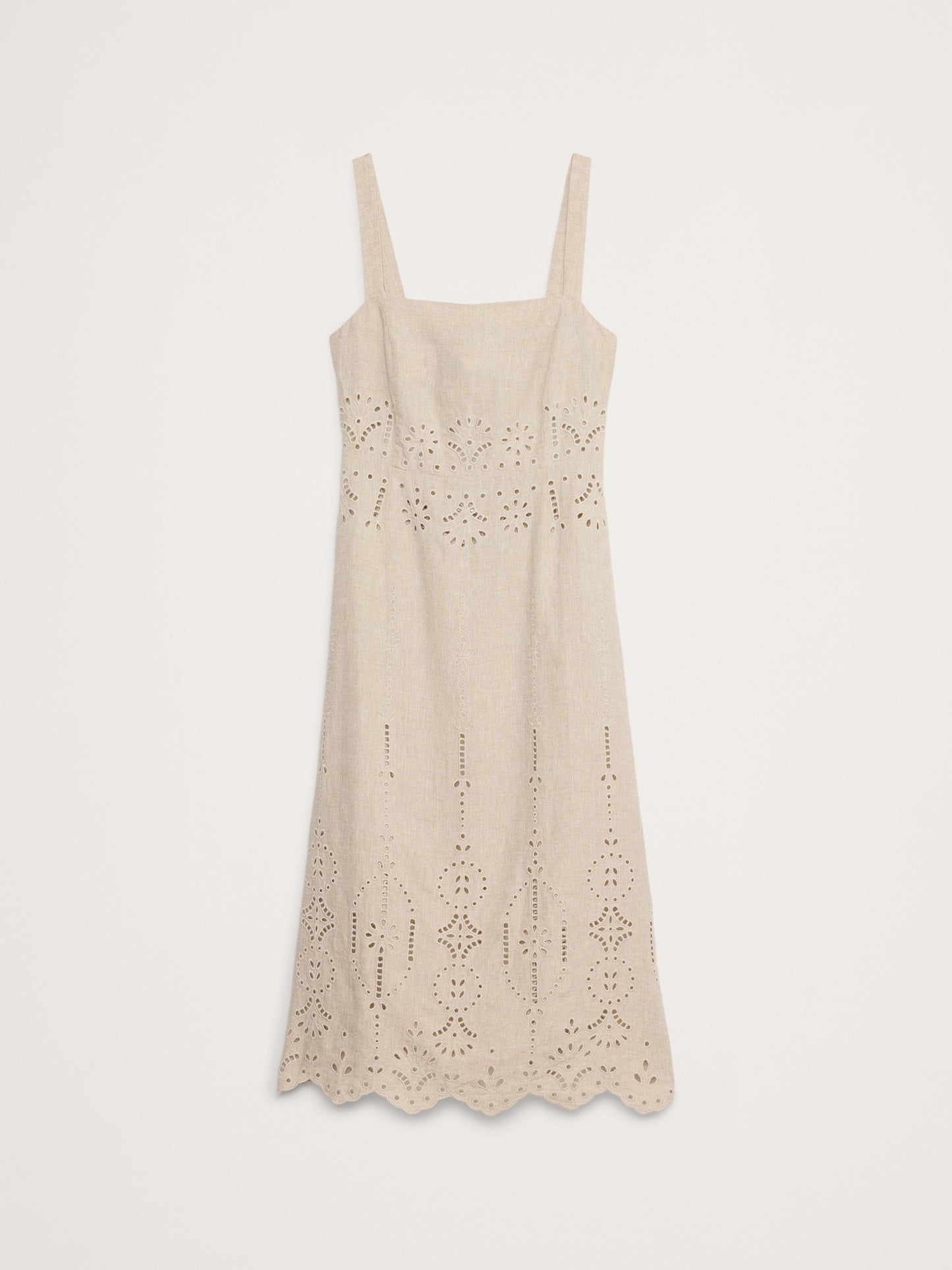Eyelet Linen Midi Dress