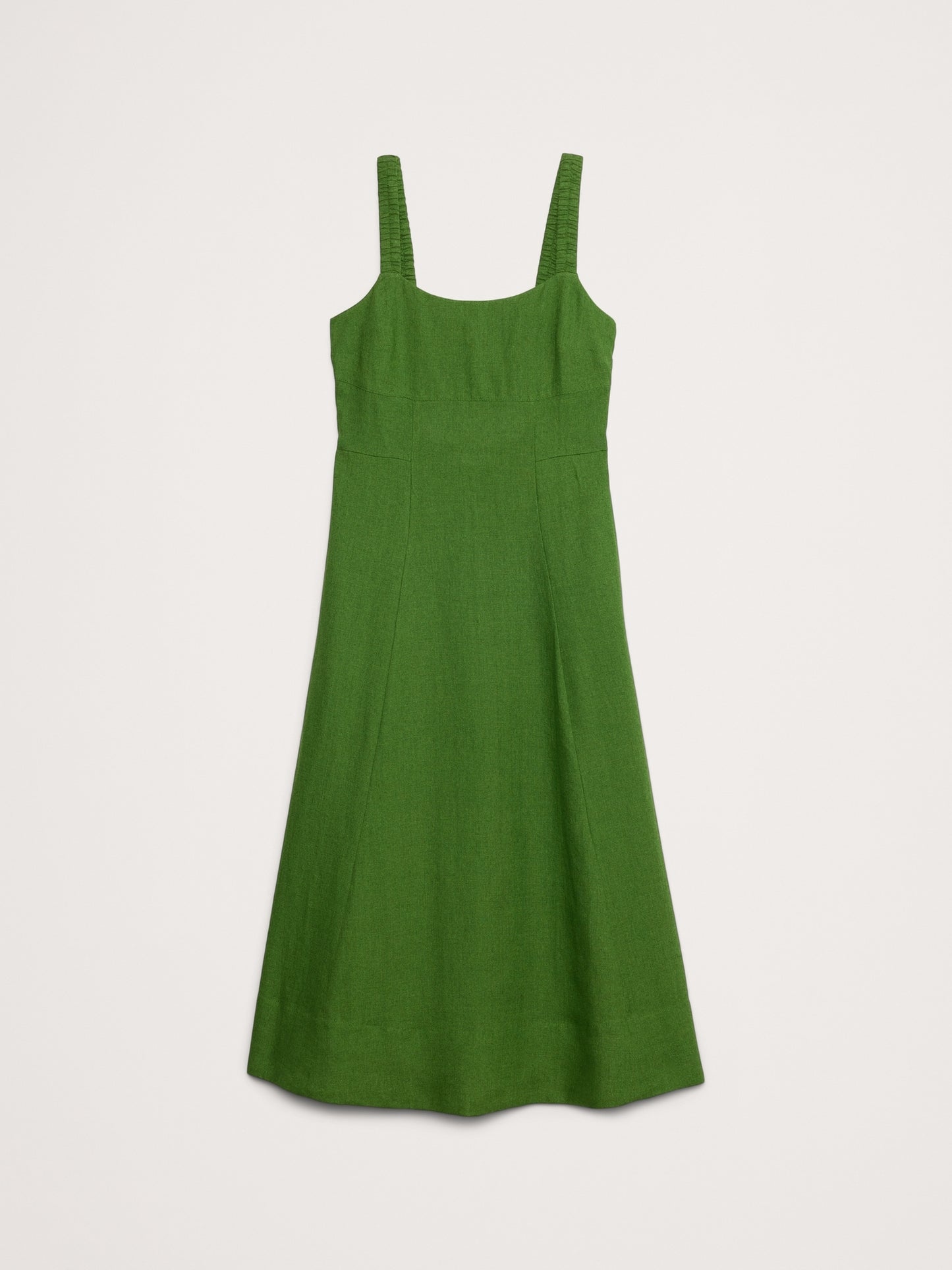 Linen Square-Neck Midi Dress