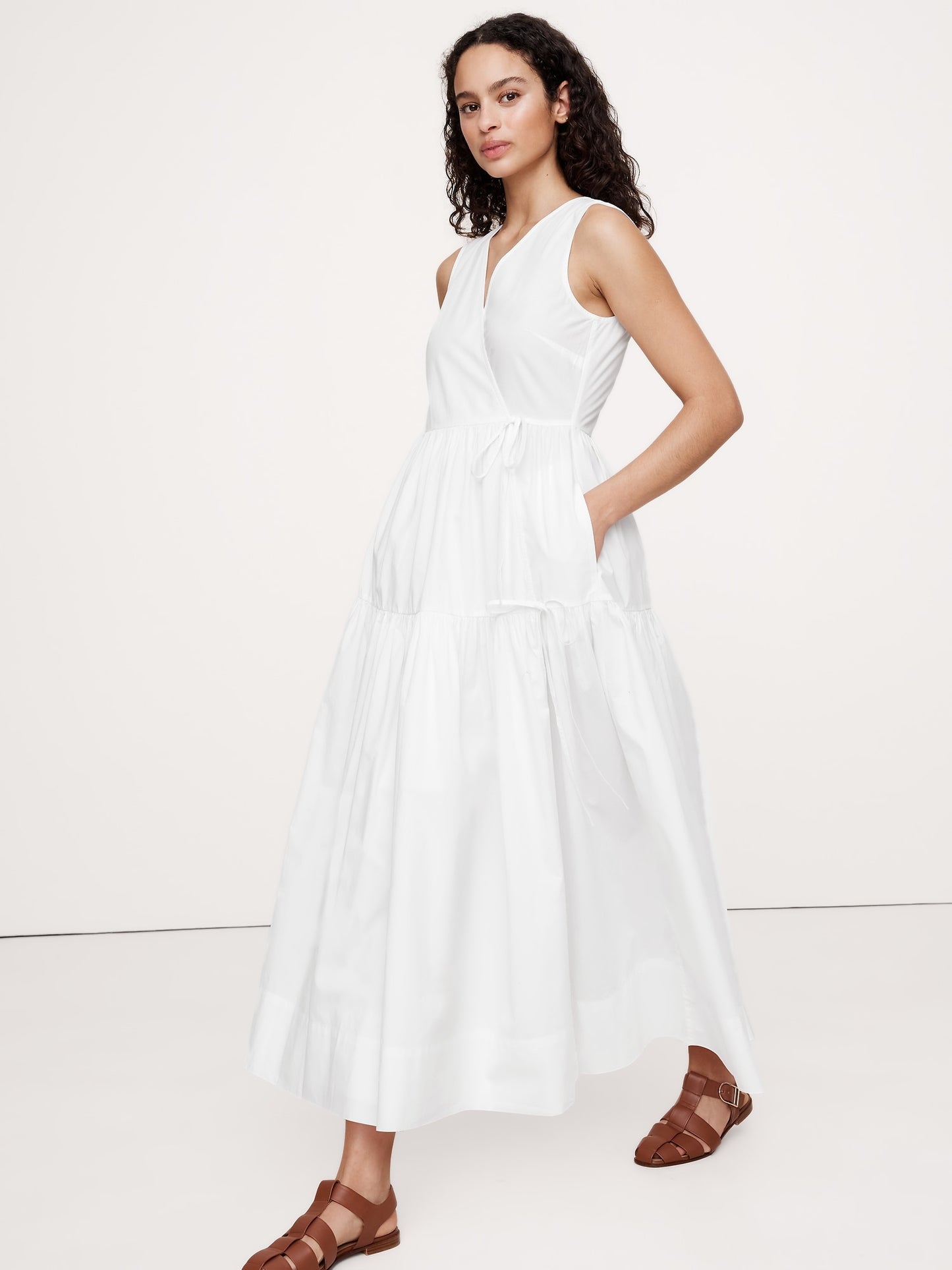 Cotton Poplin Wrap Maxi Dress