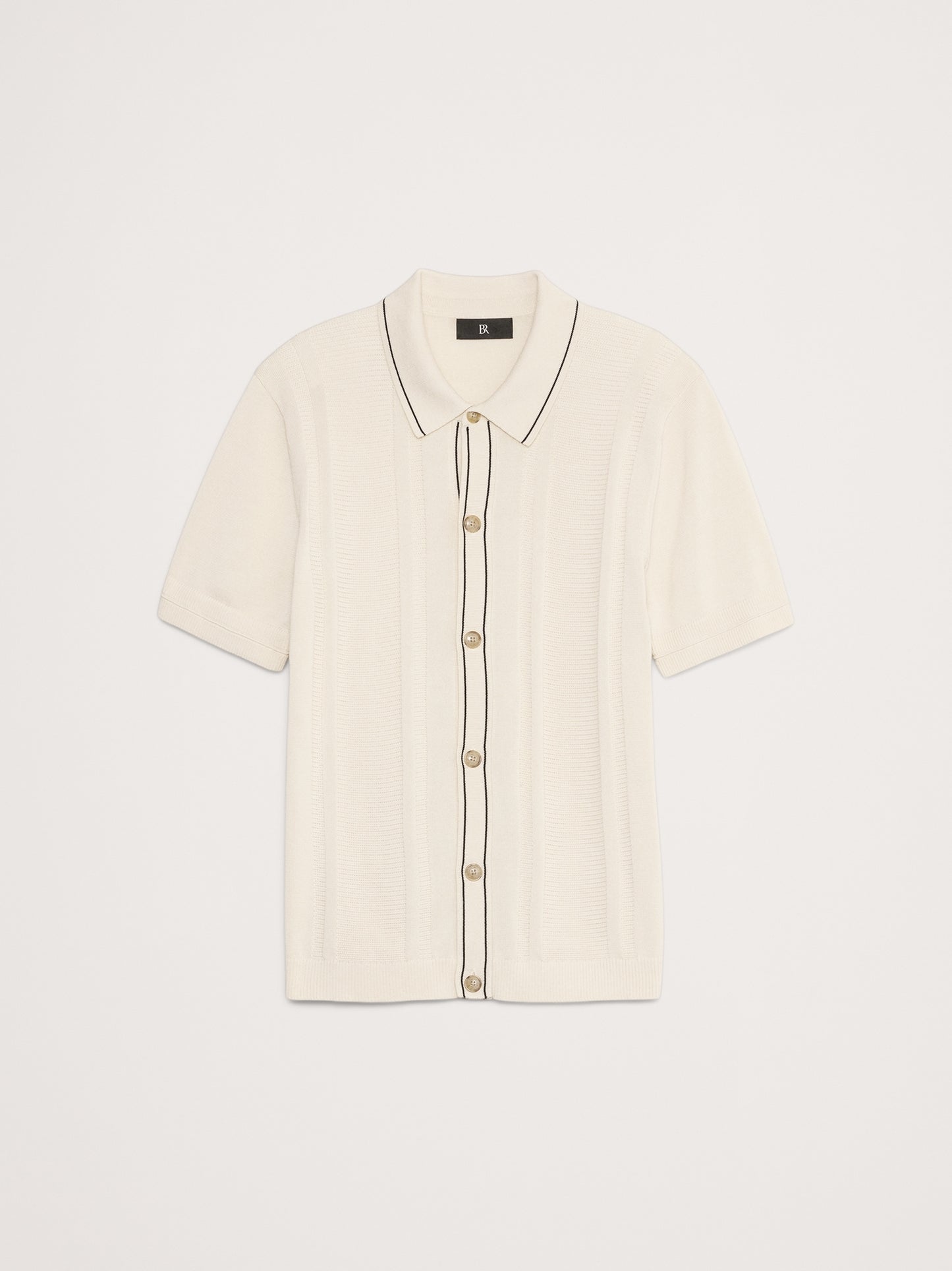 Ribbed-Stripe Cotton Resort Shirt