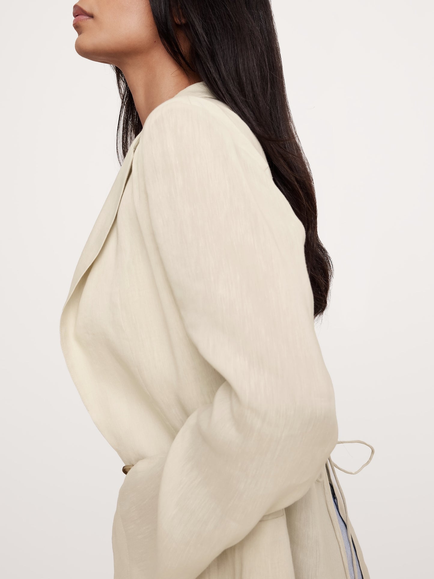Linen-Viscose Open-Back Blazer