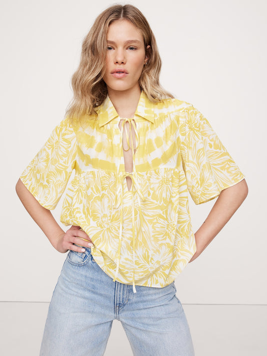 Matte Silk Tie-Front Shirt