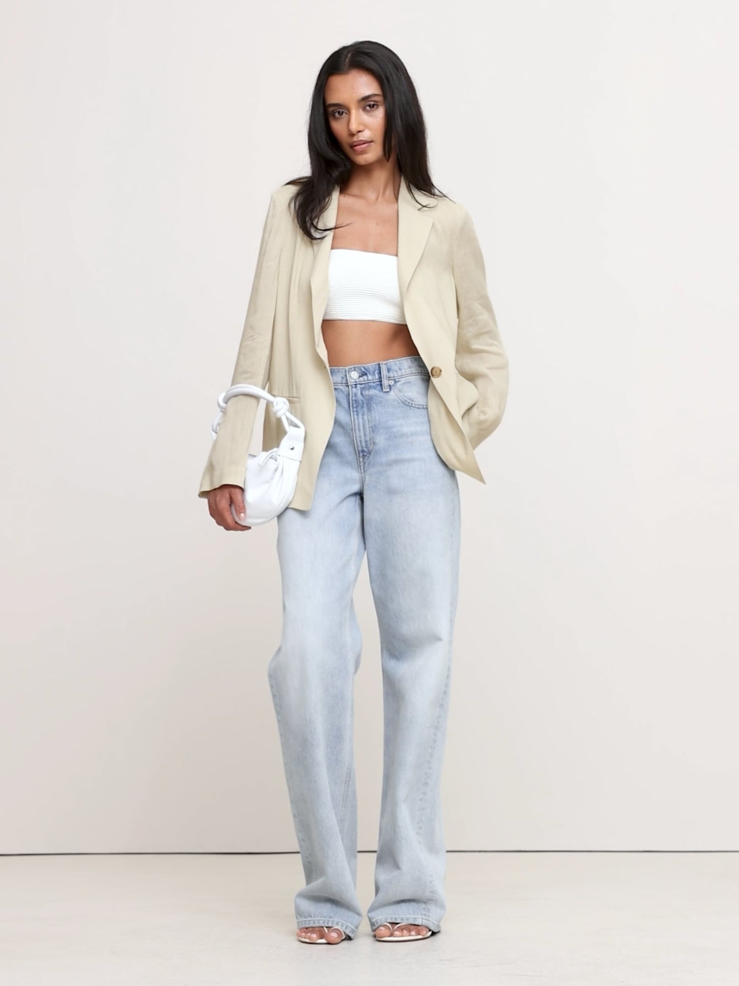 Linen-Viscose Open-Back Blazer