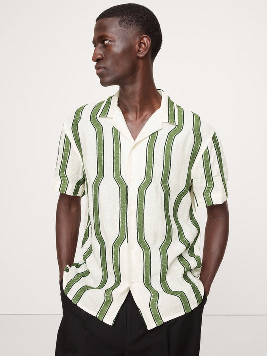 Standard-Fit Embroidered Linen Resort Shirt
