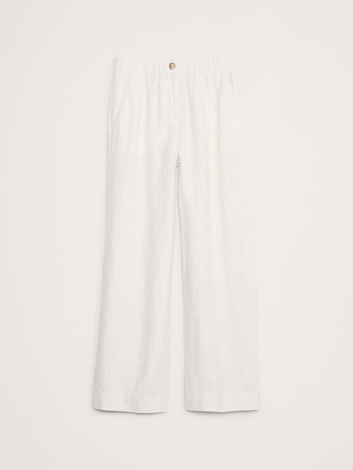 بنطال كتان سهل الارتداء بخصر مرتفع وقصّة ساق واسعة